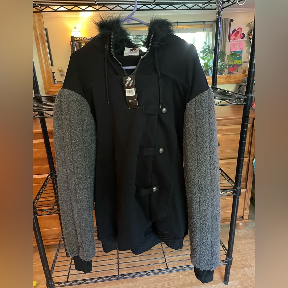 NWT HBO Game of Thrones Jon Snow Hooded Jacket size XL Faux Fur Hoodie